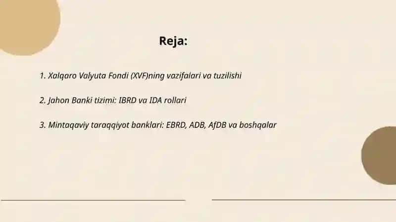 Xalqaro moliya institutlari 2