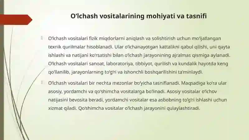 O‘lchash vositalari va ularning turlari 2