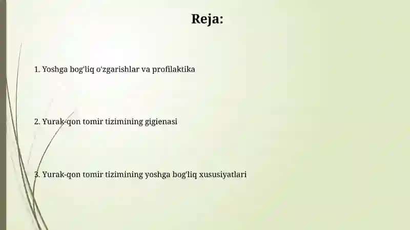 Yurak qon tomir tizimining yoshga doir xususyatlari va gigiyenasi 2