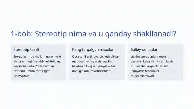 Ijtimoiy Stereotiplar: Haqiqat va Ularning Jamiyatga Taʼsiri 2