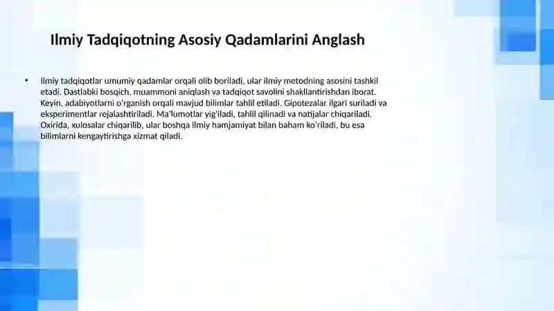 Ilmiy Tadqiqotning Asosiy Qadamlarini Anglash 2