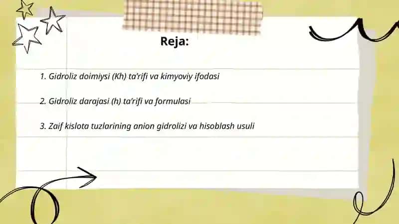 Gidroliz doimiysi va gidroliz darajasini hisoblash 2