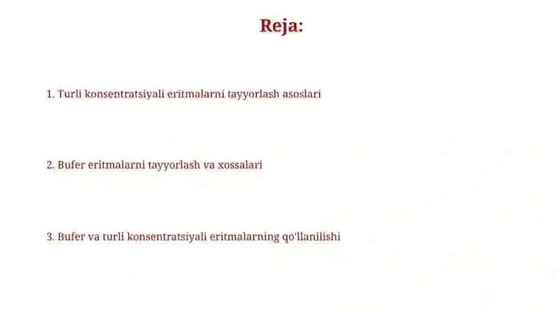 Turli xil konsintratsiyali eritmalar tayyorlash 2