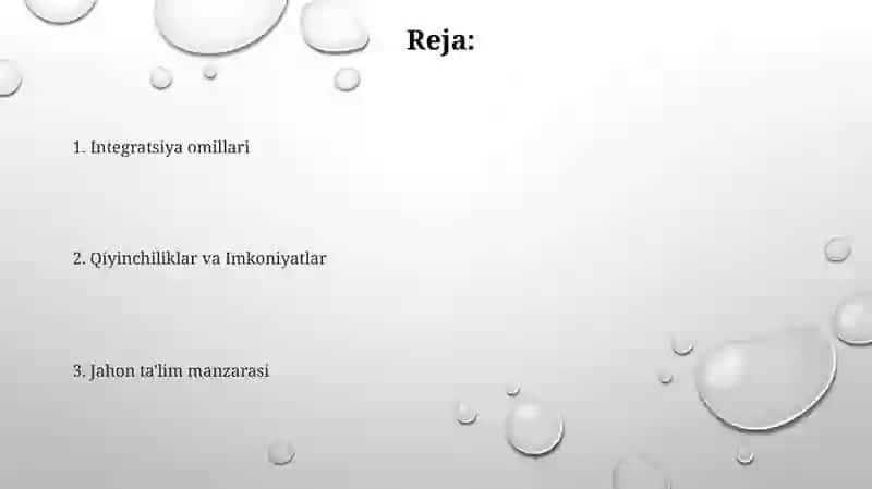 Jahon mamlakatlari ta'lim tizimining integratsiyalashuvi 2