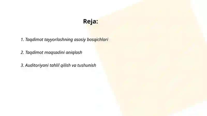Taqdimot tayyorlash va taqdim etish usul va vositalari 2