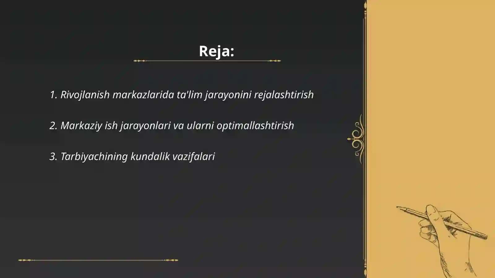 Rivojlanish markazlarida olib boriladigan ish jarayoni, MTTda kun tartibini toʻgʻri tashkil etishda tarbiyachining roʻli 2