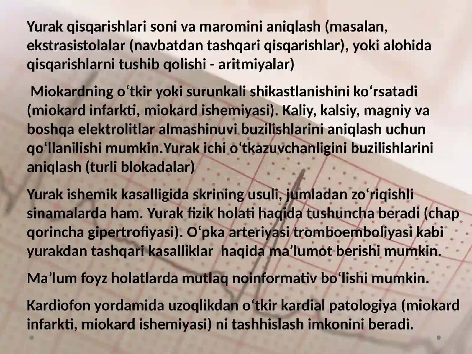 Normal Fiziologiya fanidan Yurak faloysi tekshirish usullari elektron kardiografiya 2