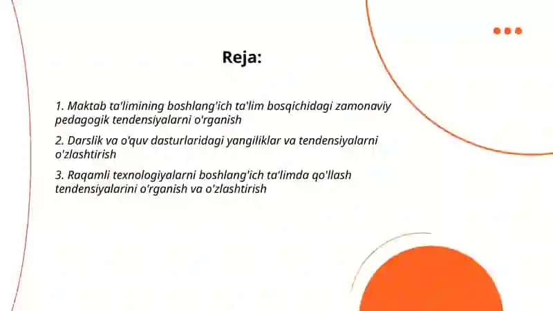 Maktab talimining boshlangich talim bosqichi tendenaiyalarini organish va ozlashtirish 2