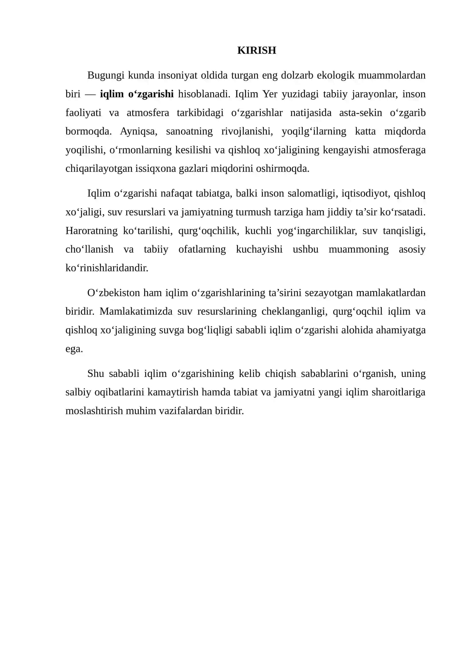 IQLIM O‘ZGARISHINING SABABLARI VA OQIBATLARI 2