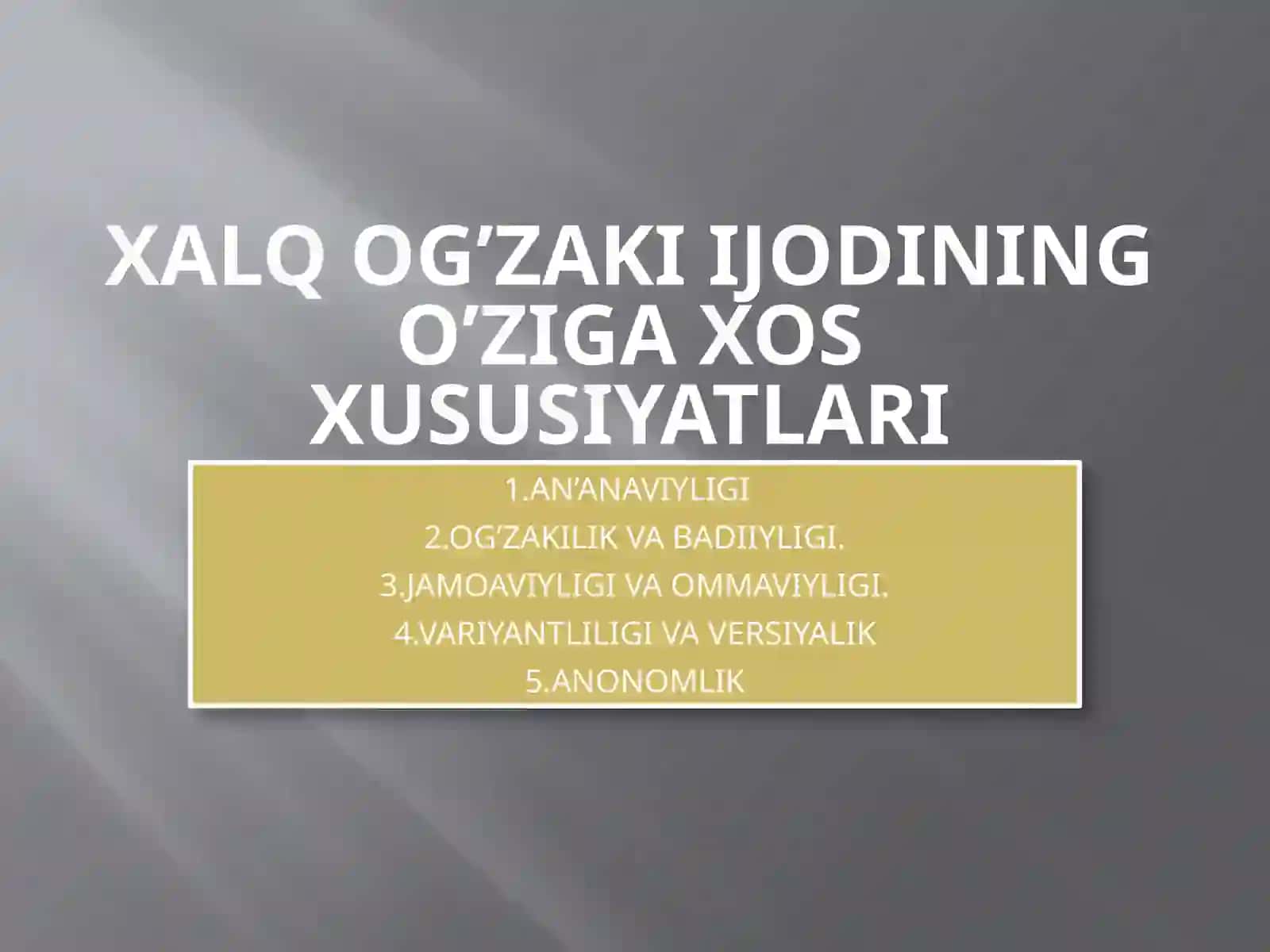XALQ OG’ZAKI IJODINING JANRLARI 2