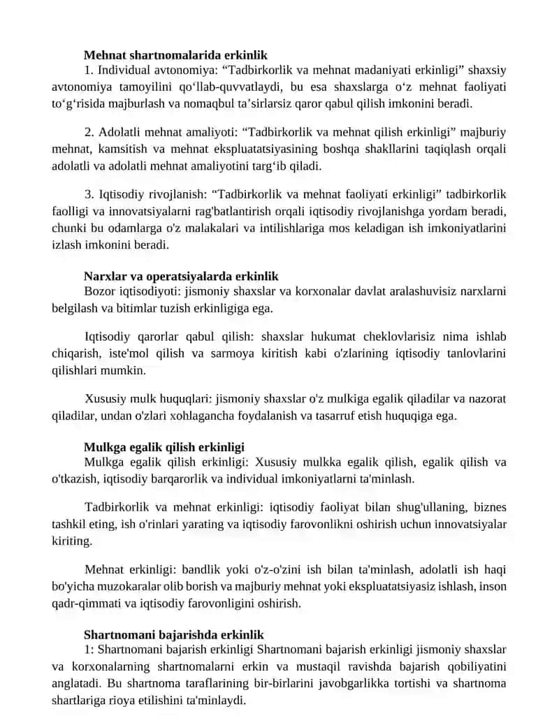 Tadbirkorlik Va Mehnat Qilish Erkinligi 2