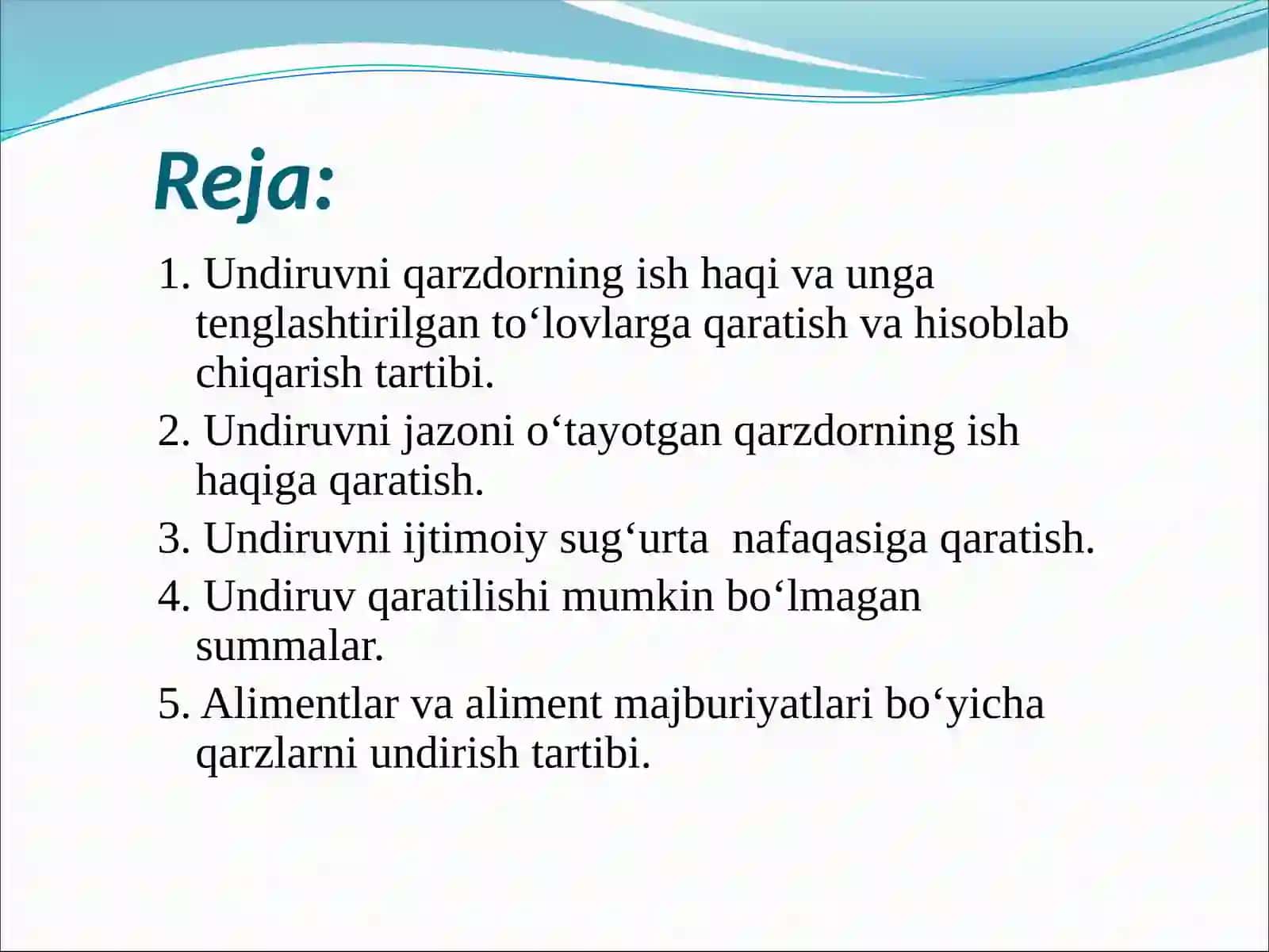 Undiruv Qarzning ish haqiga tenglashtirilgan tolavlarga nisbatan 2