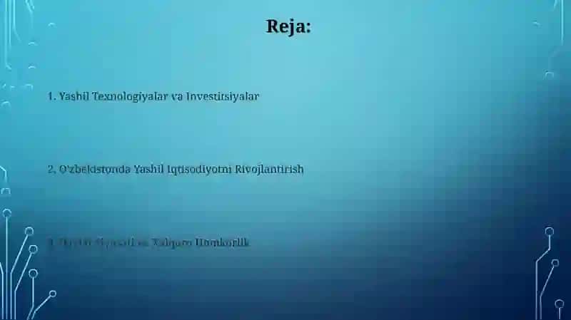 Yashil Iqtisodiyotni Rivojlantirish 2