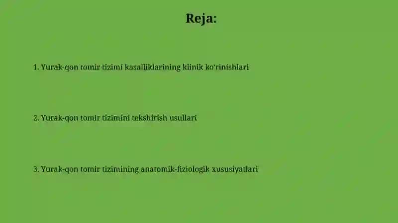 Yurak-qon tomir tizimi kasalliklarining klinik ko'rinishlari 2