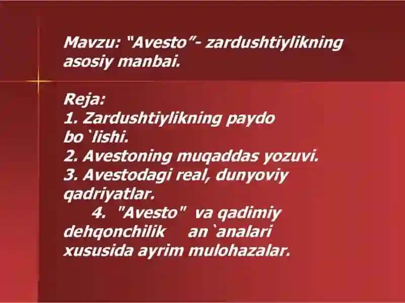 "Avesto”- zardushtiylikning asosiy manbai 2