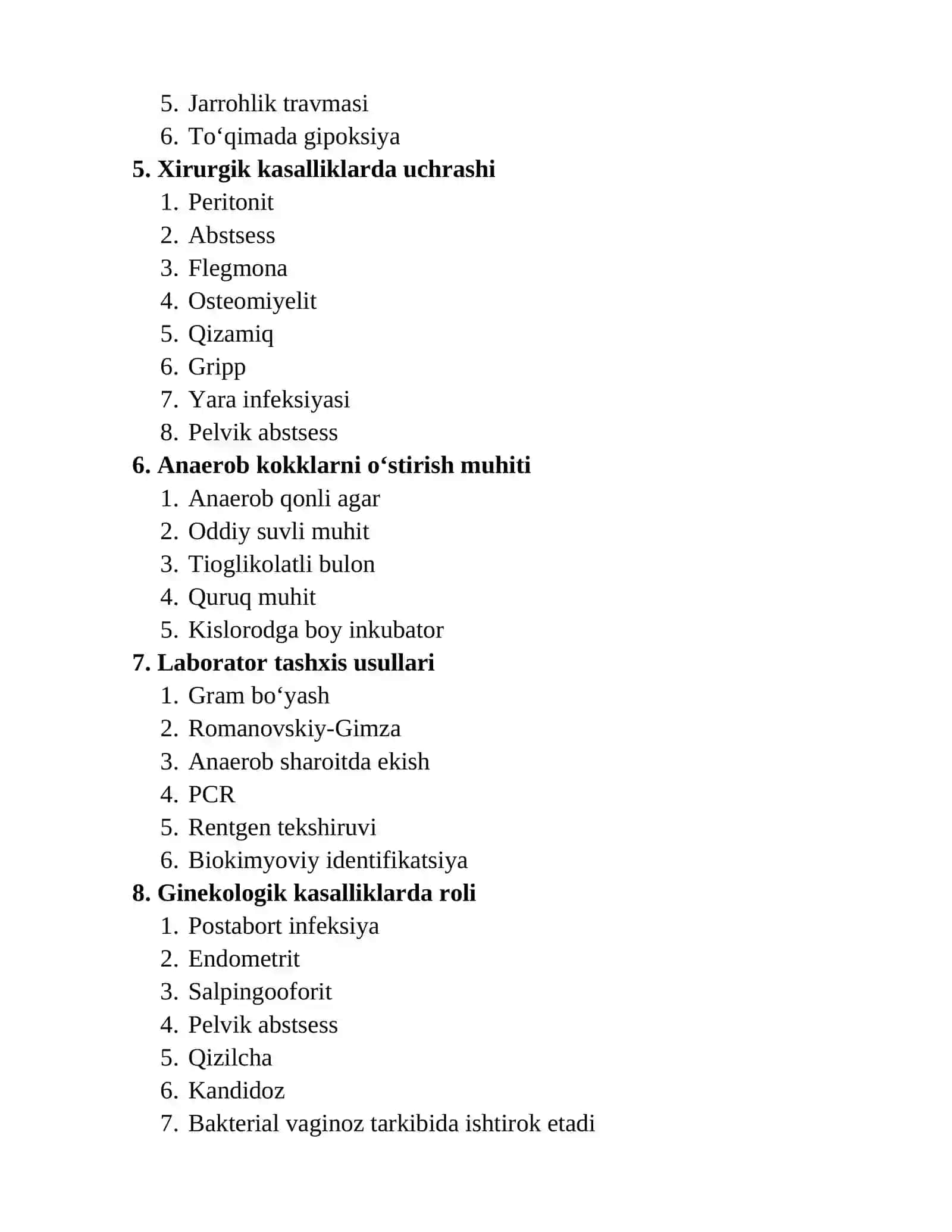 Shartlipatogen anaerobkokklarni (peptokokklar, peptostreptokokklar, veylonellalar) ularni xirurgik va ginekologik kasalliklardagi ahamiyati laborator tashxisi 2