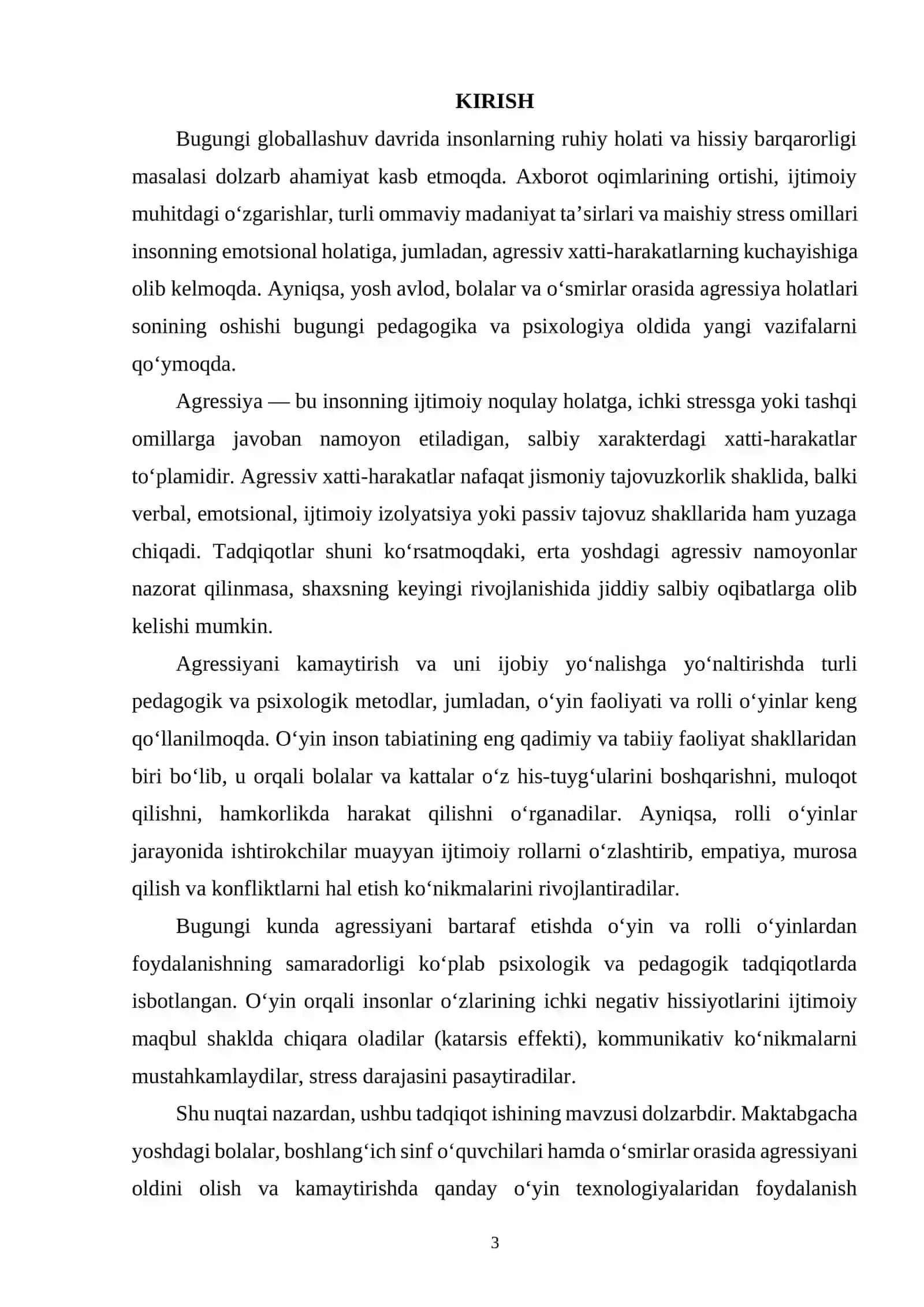 AGRESSIYANI BARTARAF ETUVCHI OʻYIN VA ROLLI OʻYINLAR 2