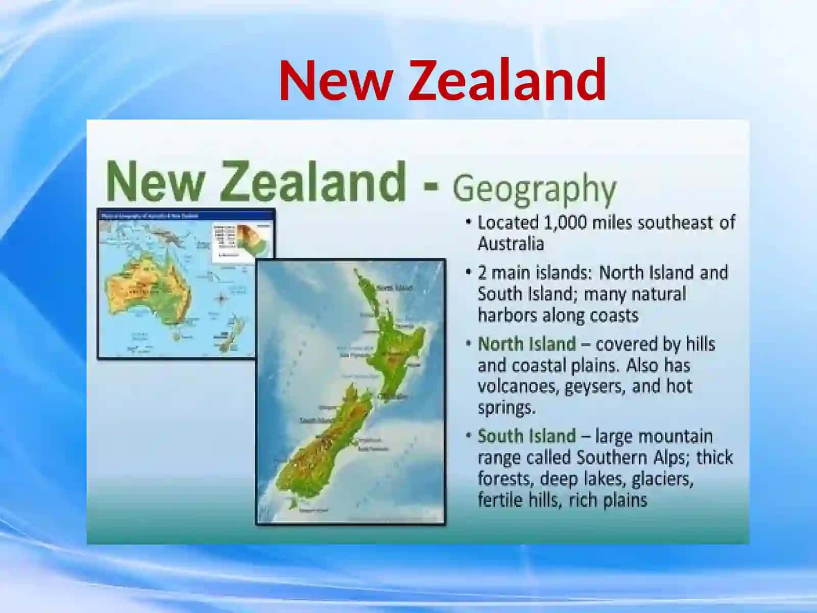Mavzu: Yangi Zelandiya Geografiyasi 2