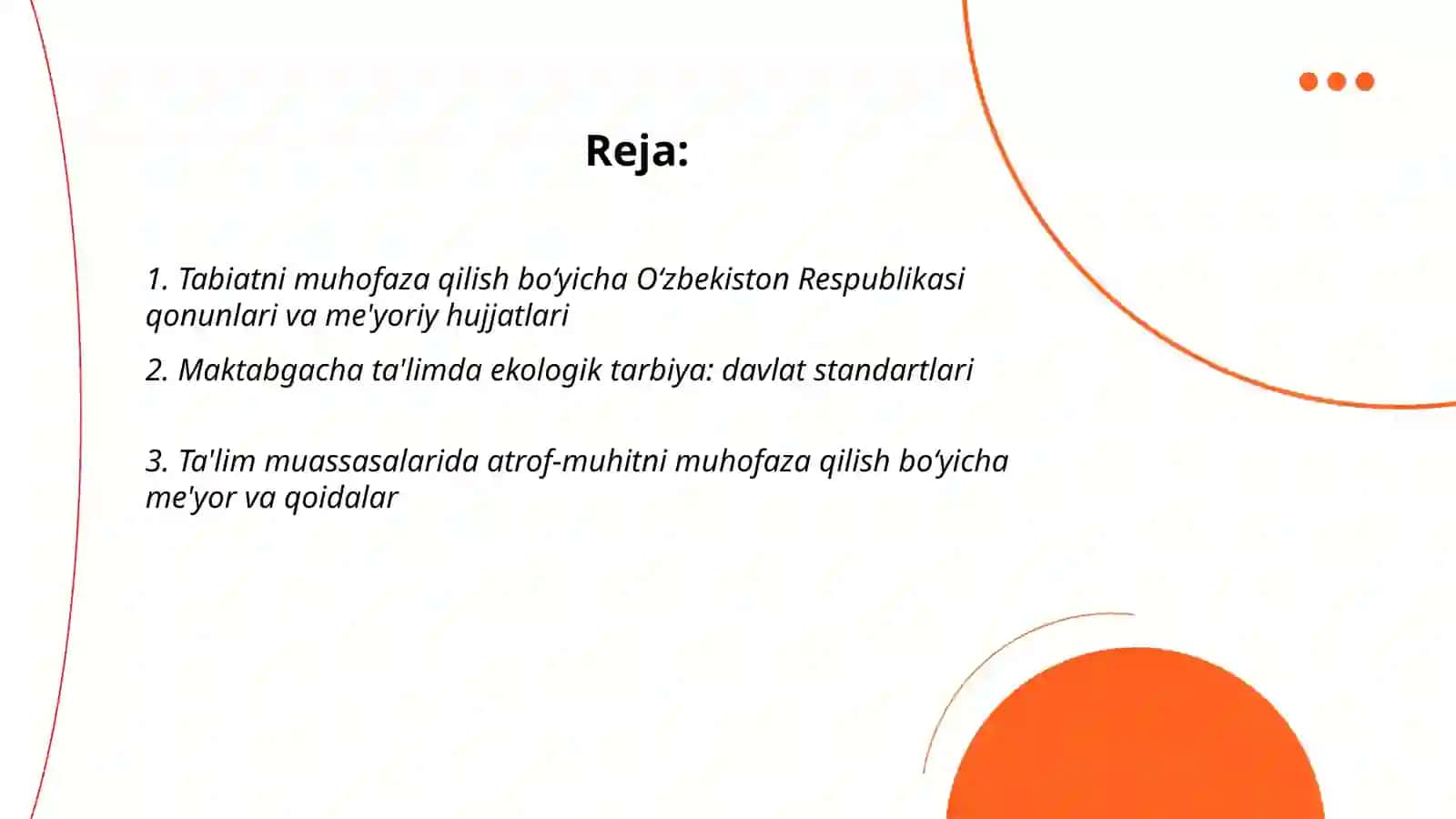 Tabiatni muhofaza qilish masalalarini meyoriy hujjatlarda yoritilishi 2
