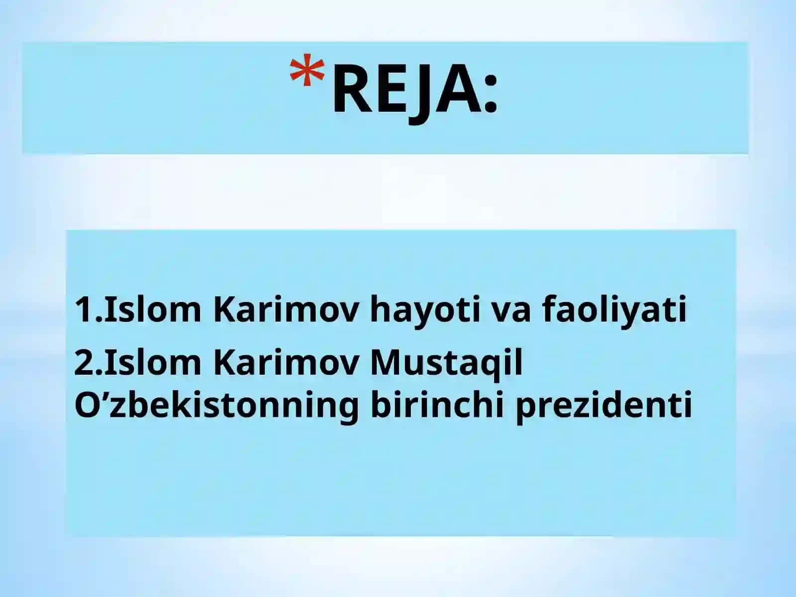 Islom Karimov Mustaqil O’zbekistonning birinchi prezidenti 2