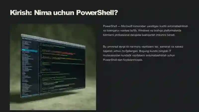 PowerShell ssenariylari orqali boshqaruvni avtomatlashtirish 2
