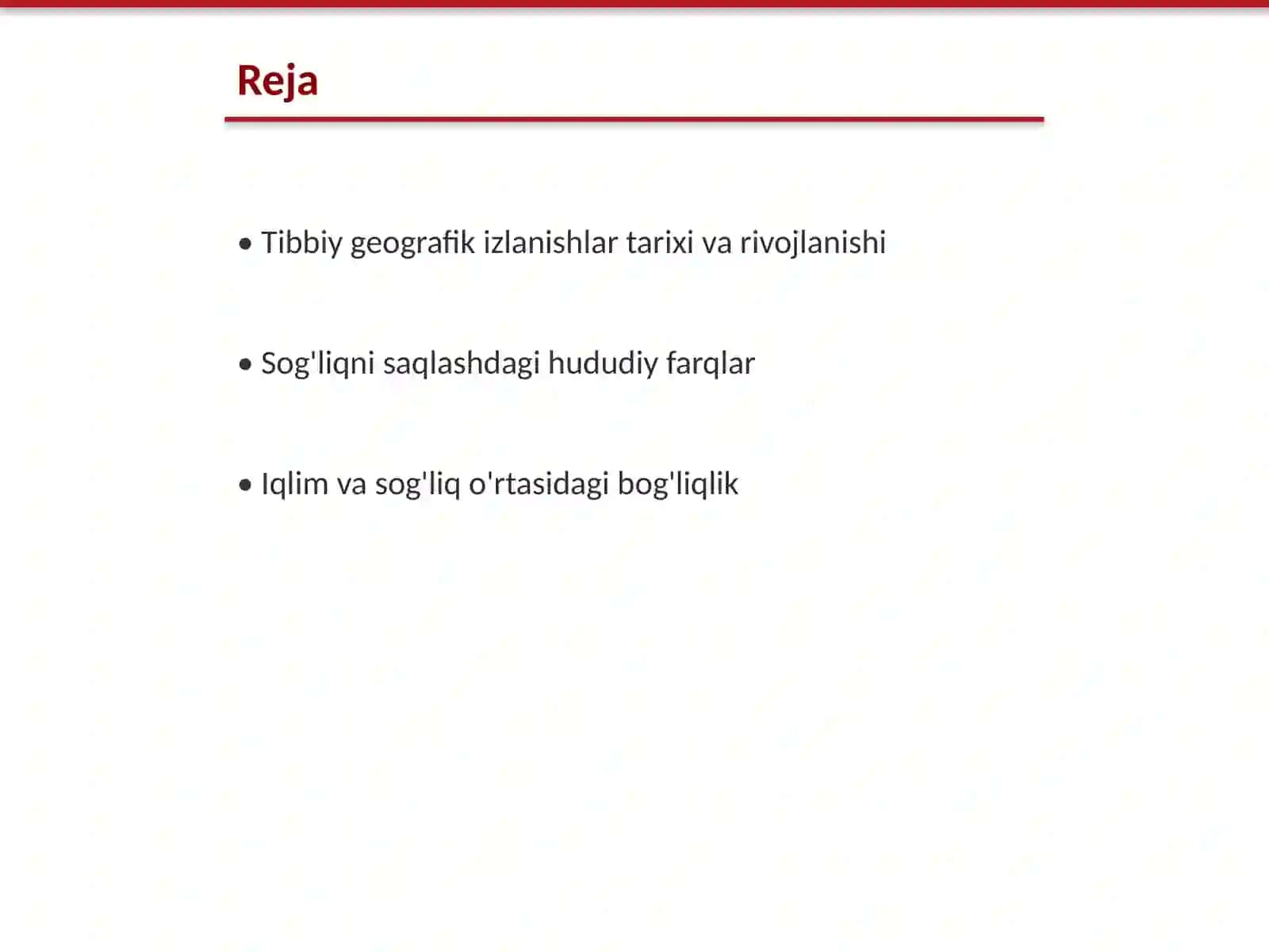 Tibbiy geografik izlanishlar 2
