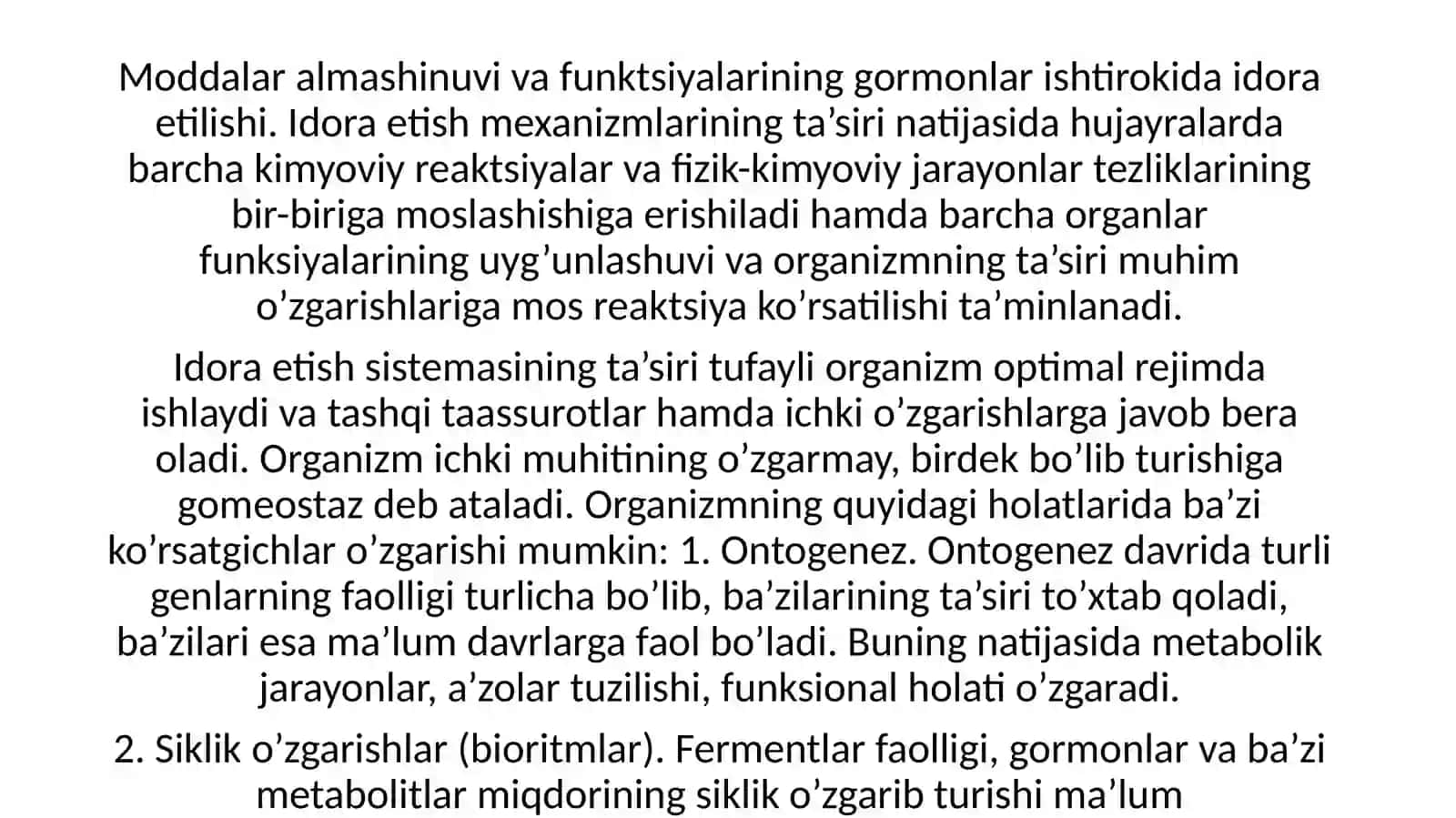 Energiya almashinuvining boshqarilishi 2