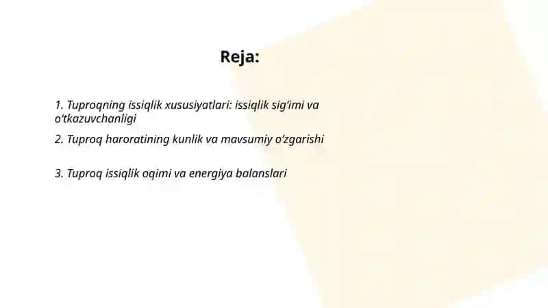 Tuproqning issiqlik rejimi va uni boshqarish yo‘llari 2