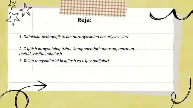 Didaktika-pedagogik ta'lim nazariyasi. O'qitish jarayoni yaxlit tizim sifatida 2