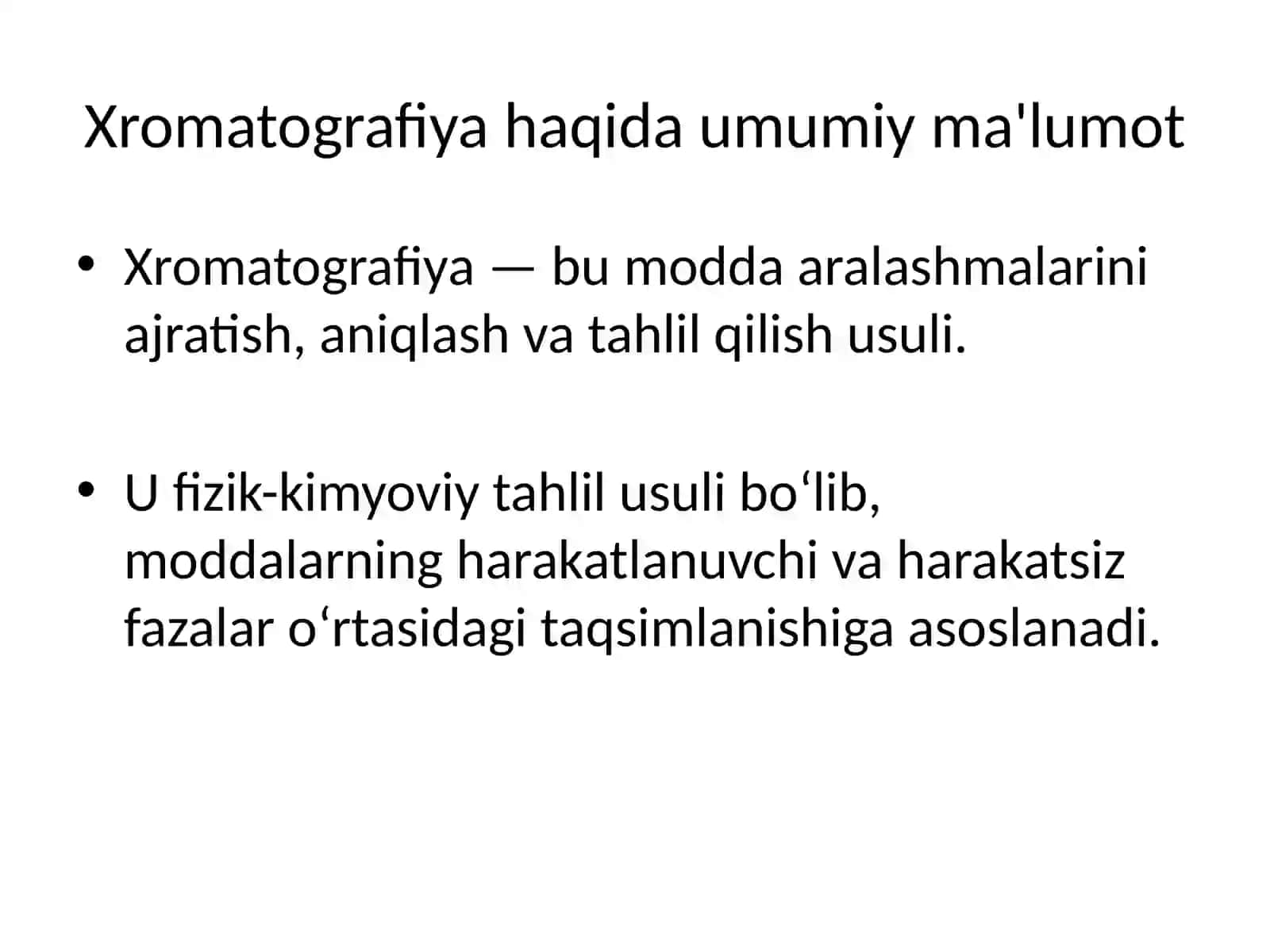 Xromatografiyaning tibbiy izlanishlardagi imkoniyatlari 2