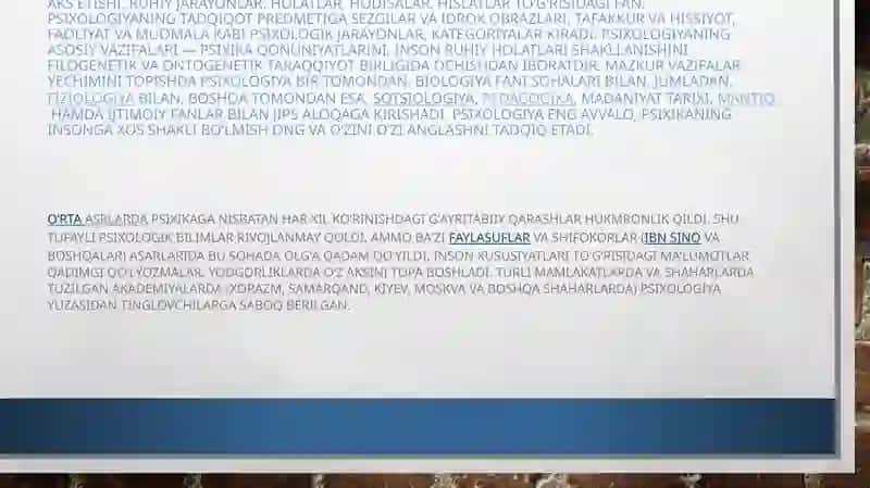 O’zbekistonda psixologiya fanining rivojlanishi tarixi 2