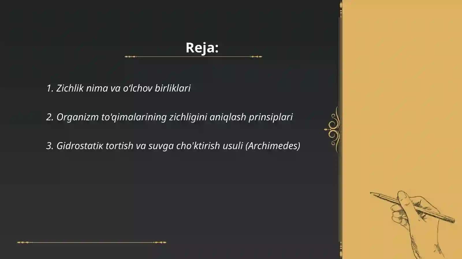 Organizm to’qimalarini va suyuq muhitlari zichligini aniqlash 2