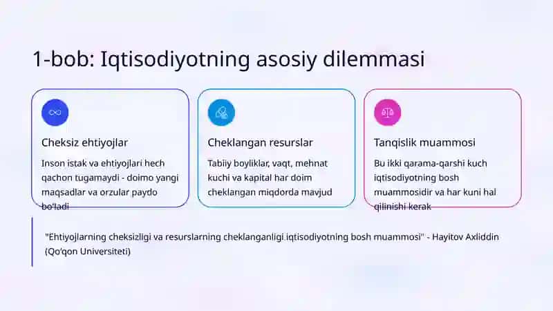 Cheksiz ehtiyojlar va cheklangan imkoniyatlar 2