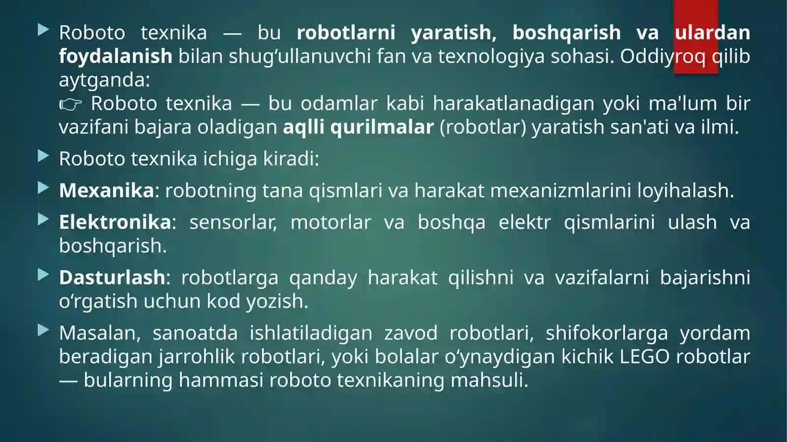 ROBOTO TEXNIKA DARSLARINI TASHKIL ETISH METODIKASI 2