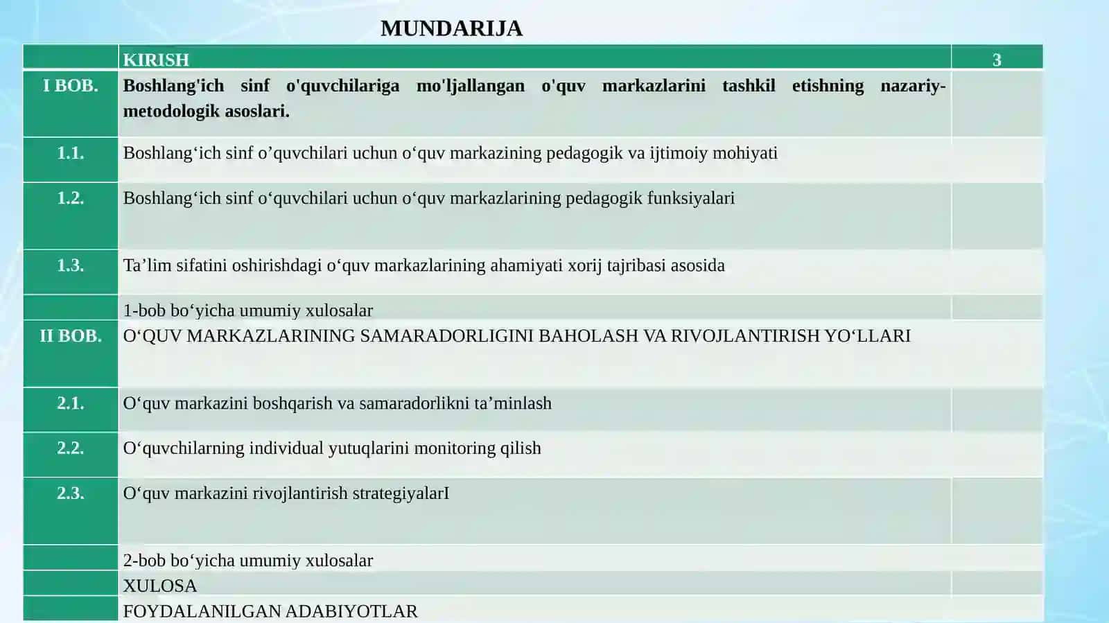 Boshlang'ich sinf o'quvchilariga mo'ljallangan o'quv markazlarini tashkil etish va boshqarish bosqichlari 2