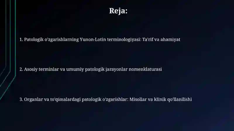 Yunon - lotin dilerlari Organlardagi va tôqimalardagi patologik oʻzgarishlar 2