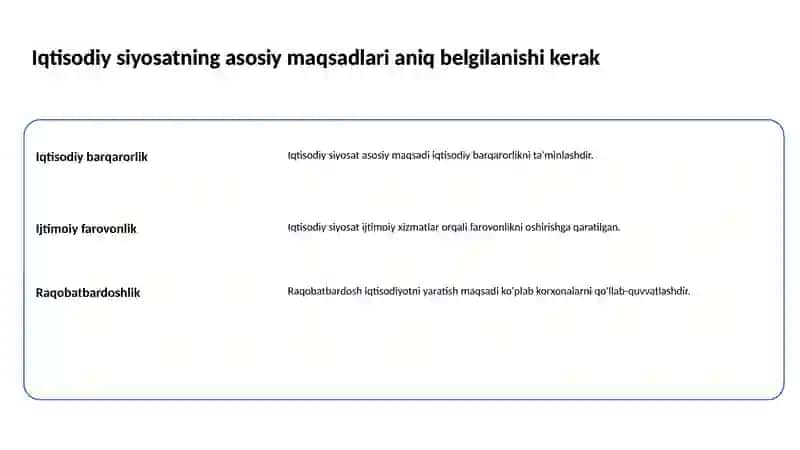 Yuksalish, rivojlanish va iqdisodiy siyosat 2