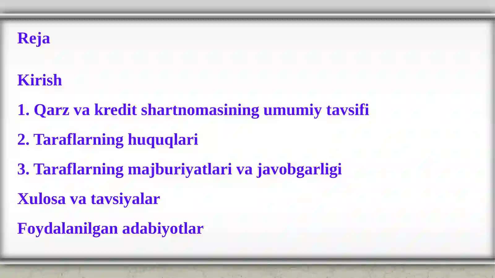 Qarz va kredit shartnomalarida taraflarning huquq va majburiyatlari 2