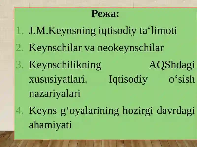 JON MEYNARD KEYNS TA‘LIMOTI VA NEOKEYNSCHILIK 2