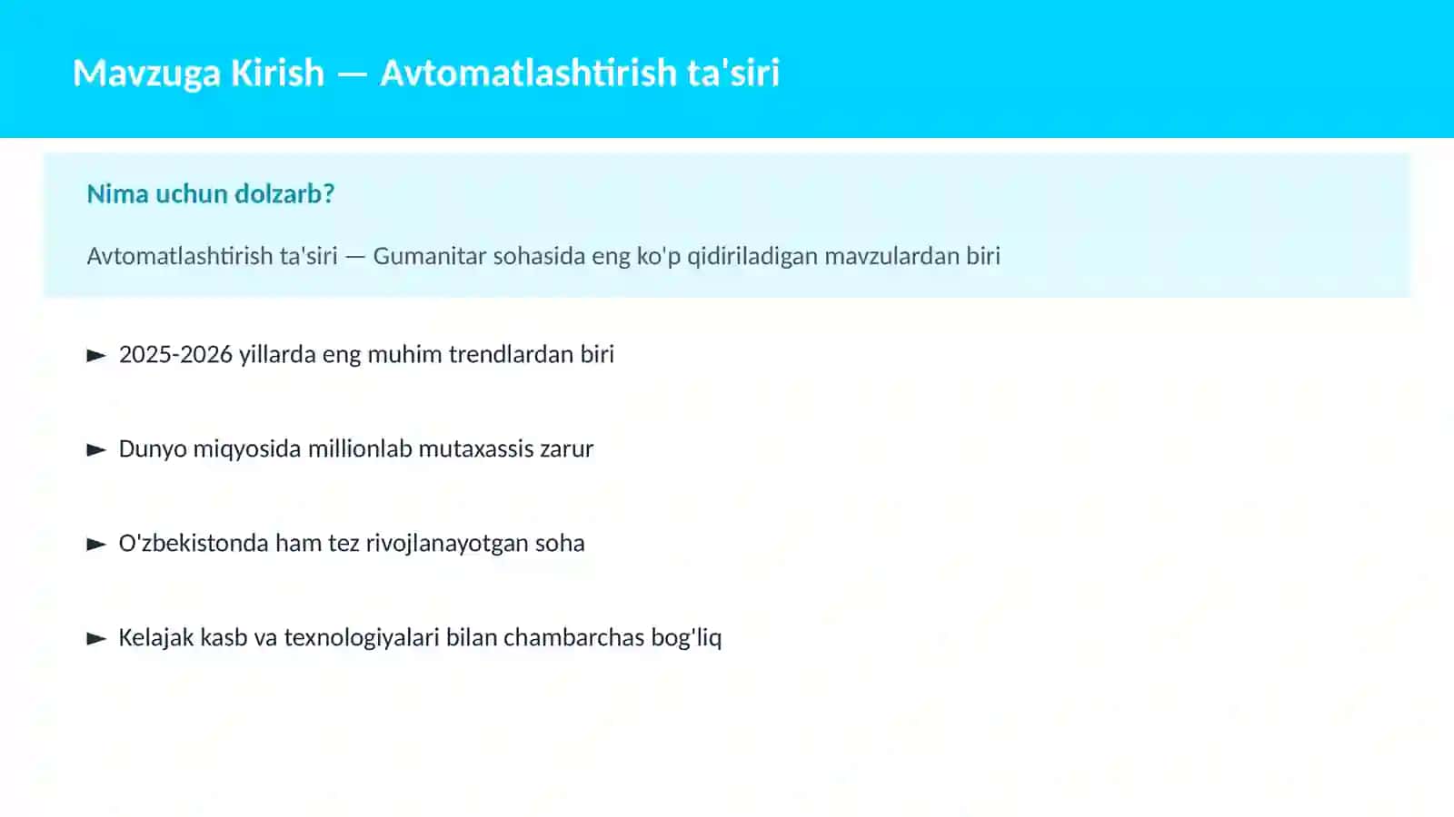 Avtomatlashtirish ta'siri 2