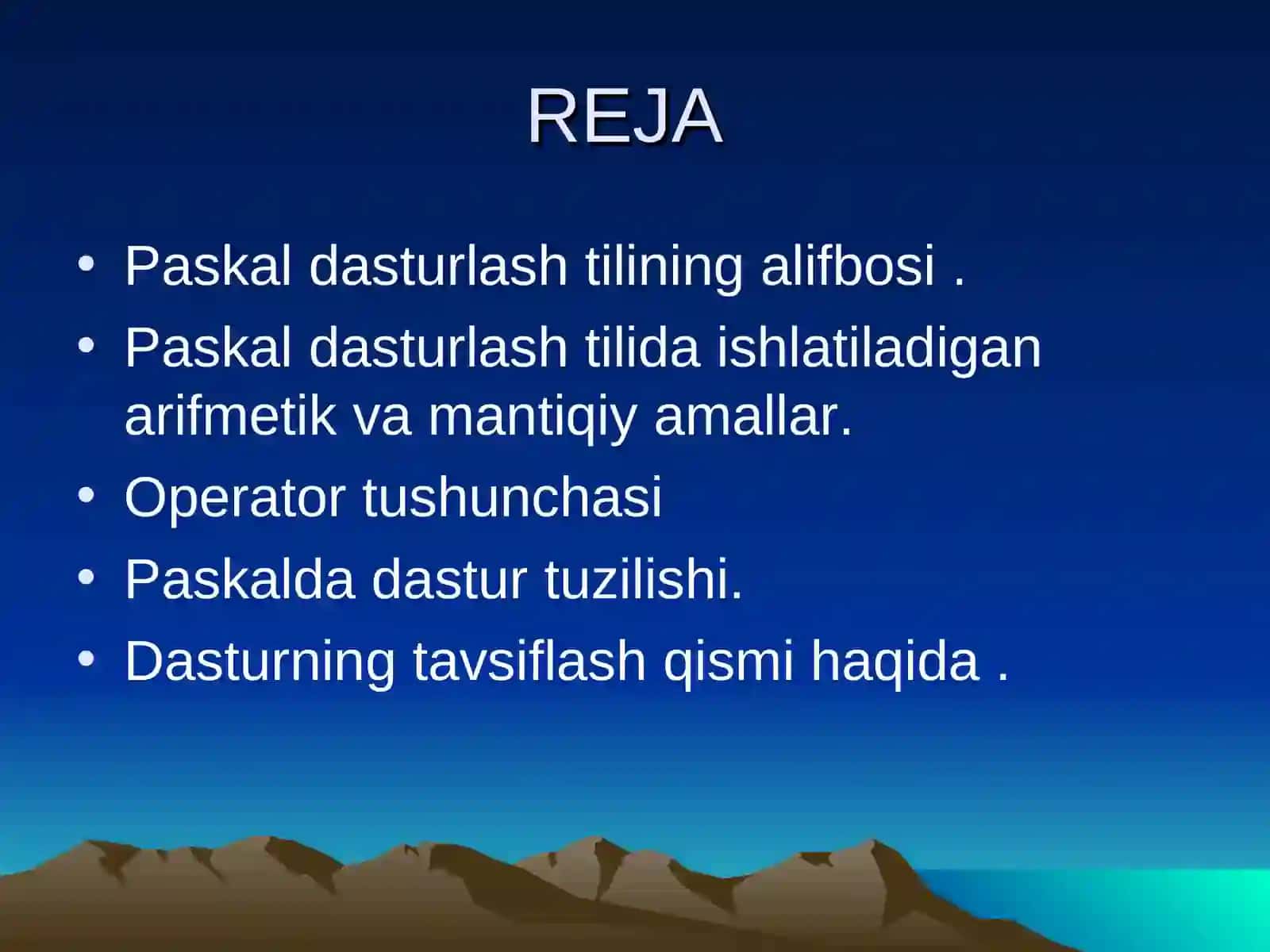Paskal Dasturlash Tili Alifbosi va Tuzilishi Slaydi 2