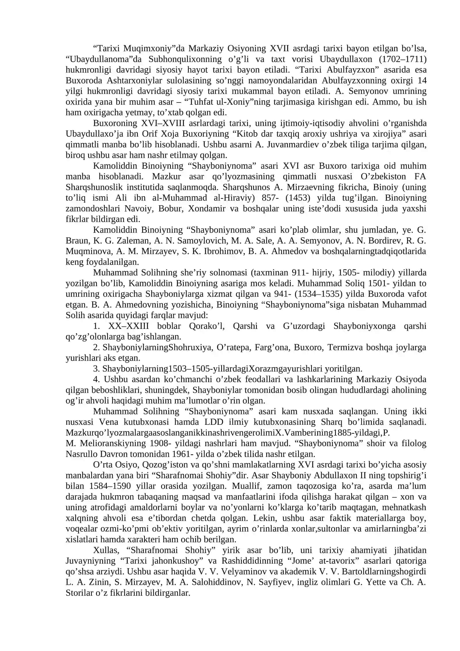 XVI–XIX ASRNING BIRINCHI YARMIDA O’RTA OSIYO XONLIKLARI TARIXSHUNOSLIGI 2