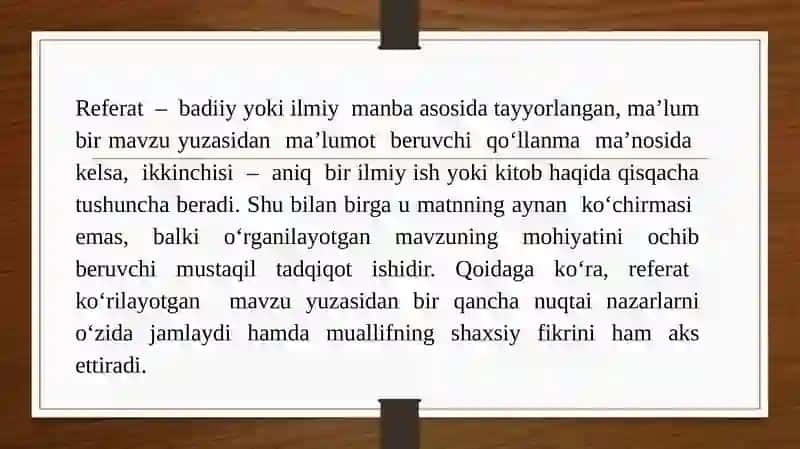 Referat matni, uning tuzilishi va ifoda materialining xususiyatlari 2