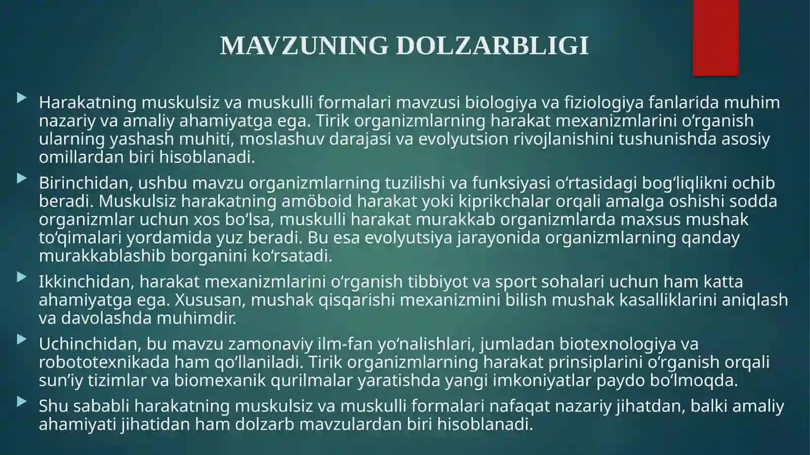 Harakatning muskulsiz va muskulli formalari 2