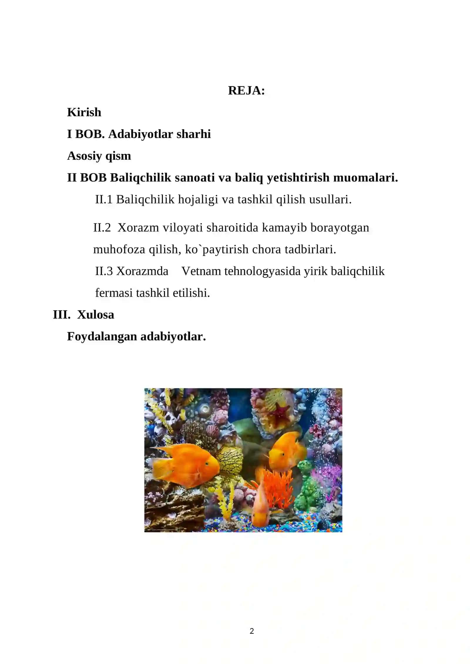 Baliqchilik ho`jaligida baliq yetishtirish muommolari 2