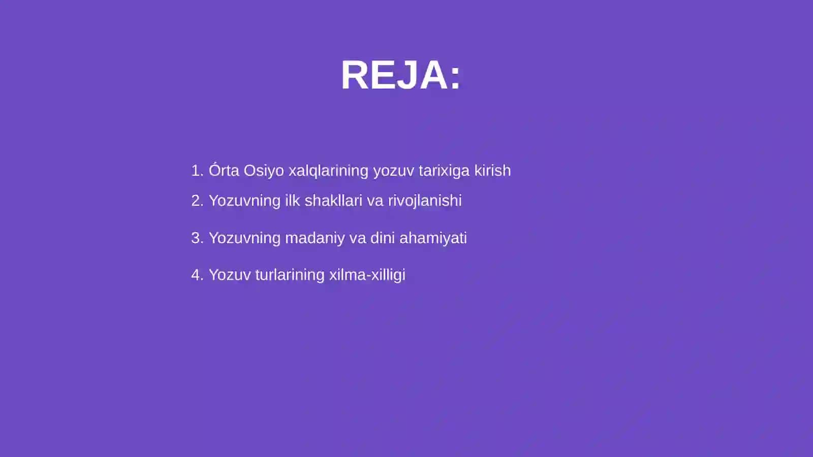 Òrta Osiyo xalqlarining yozuv tarixi.yozuvning hozirgi kòrinishlari 2