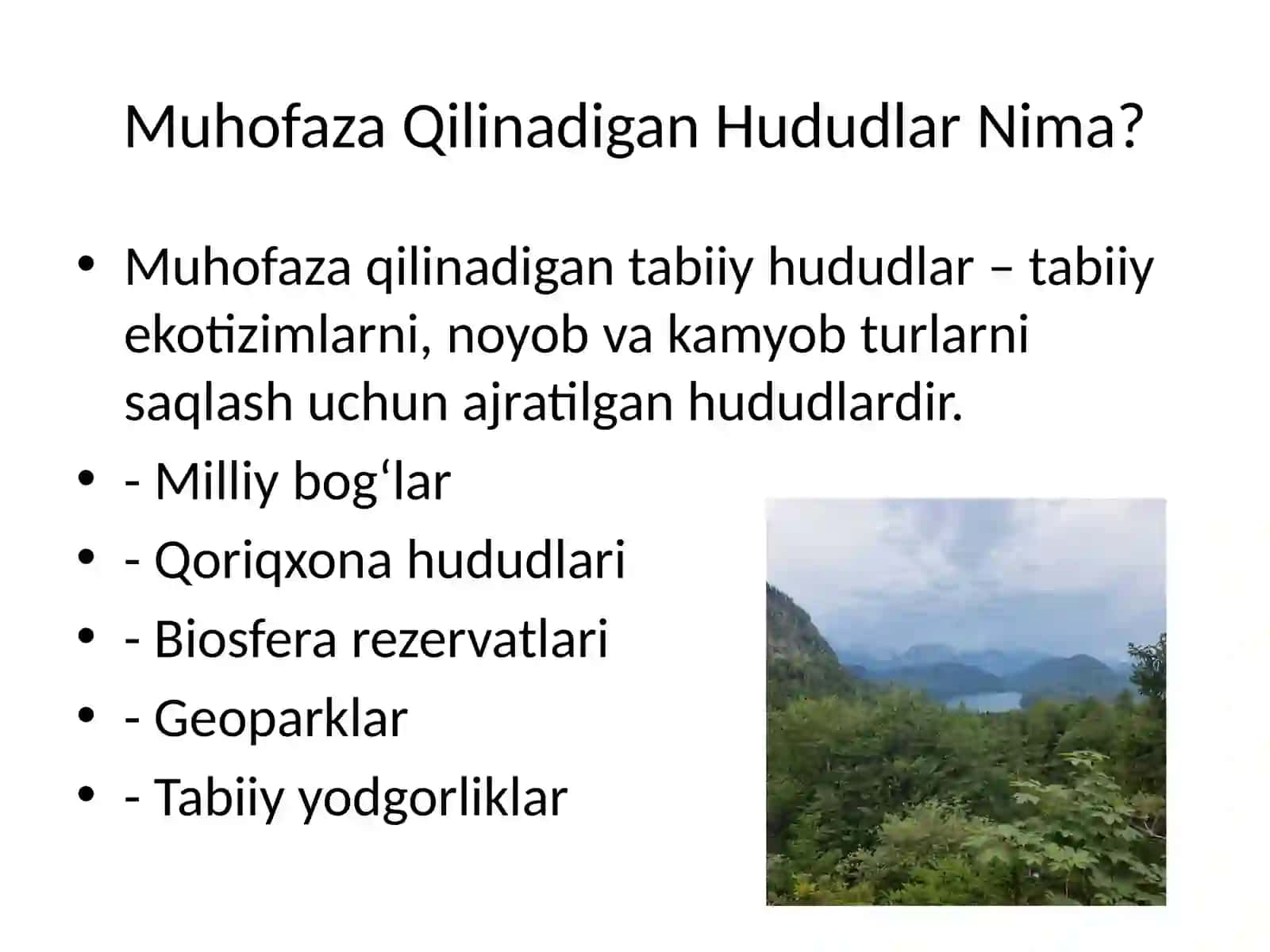 Muhofaza Qilinadigan Tabiiy Hududlar Tizimi 2