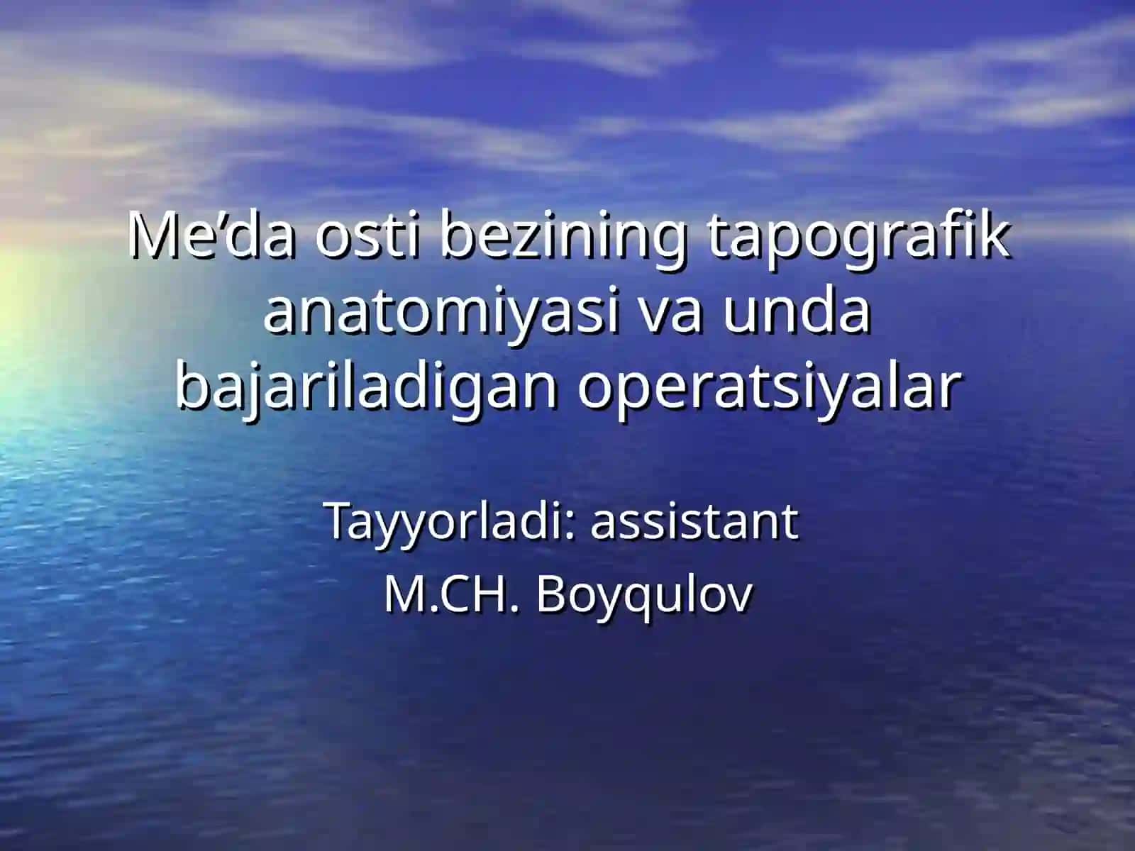 Operativ jarroxlik va tapografik anatomiya fani 2