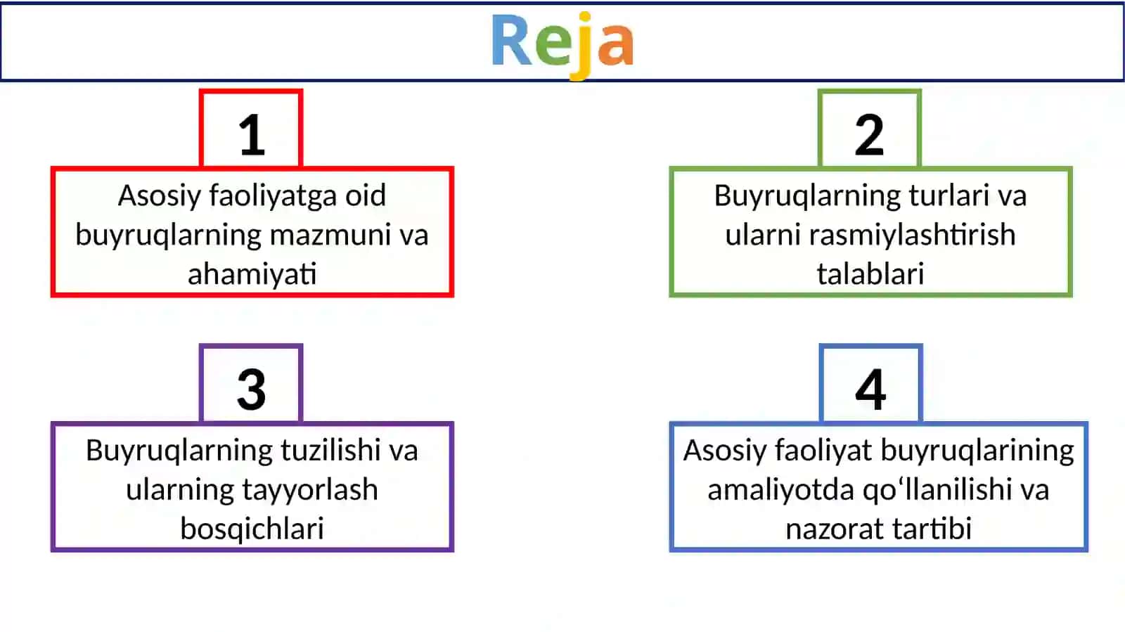 Asosiy faoliyatga oid buyruqlar 2