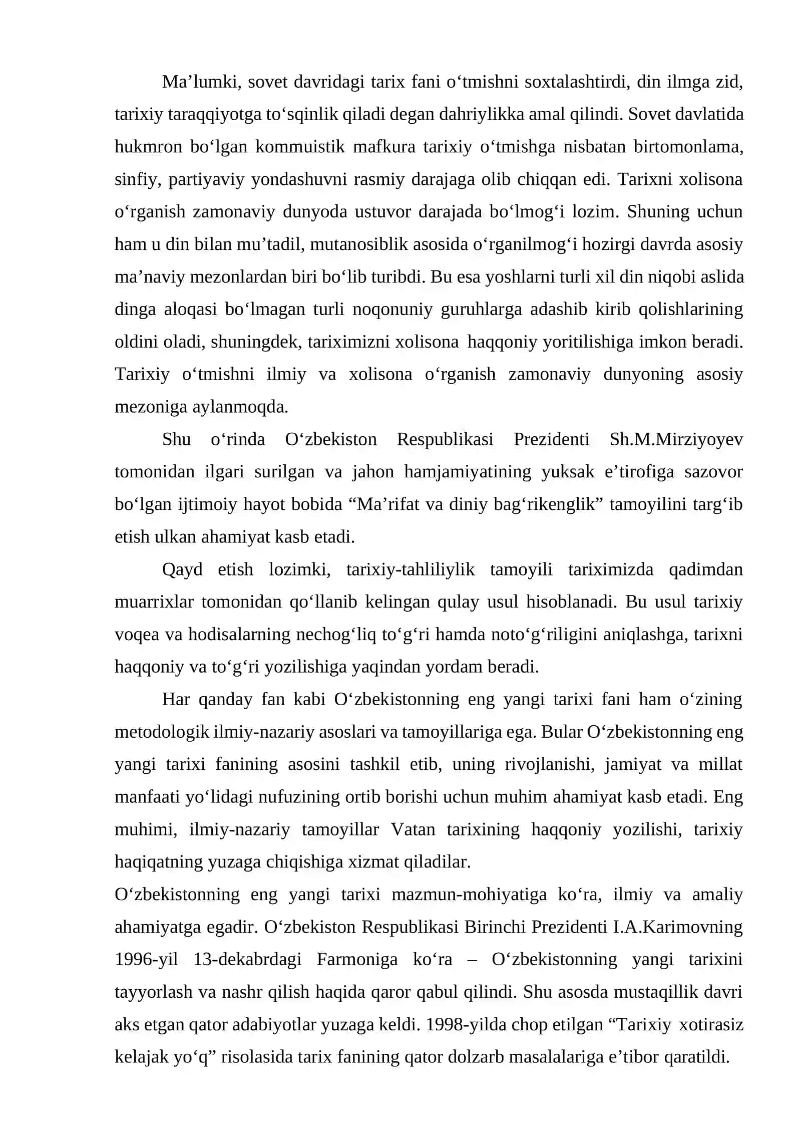O‘ZBEKISTONNING ENG YANGI TARIXI”, MAQSADI VA VAZIFALARI, NAZARIY- METODOLOGIK TAMOYILLARI 2
